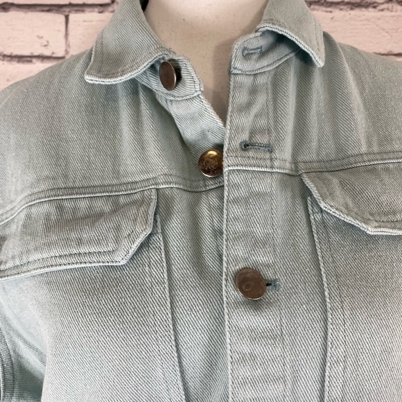 Listicle Mint Green Denim Jumpsuit Romper Playsuit size Medium - Picture 4 of 10